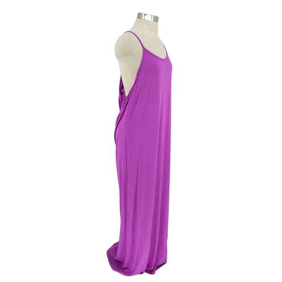 Fabletics Neema Long Maxi Dress Purple Sleeveless Stretch Knit Pull On XL - Picture 3 of 8